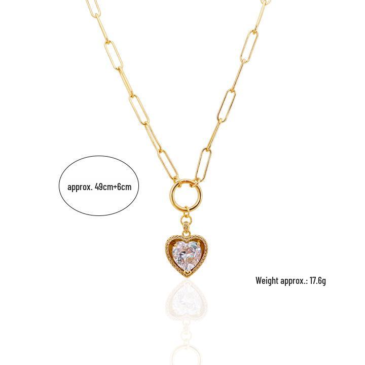 Minimalist Red Gemstone Heart Pendant Necklace - Women's Luxury Jewelry