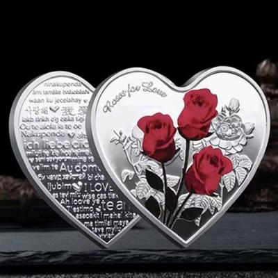 Pamětní mince Lucky Love Kreativní tvar Oboustranný design Romantické prvky Valentýnská výzva Dekorace na mince