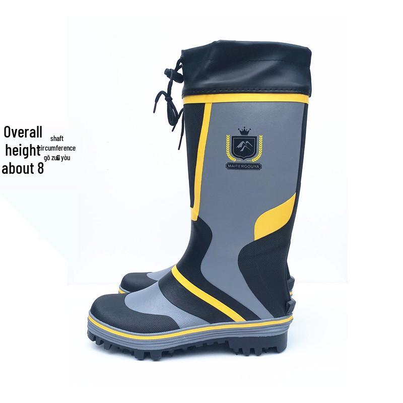 Vyriški neslystantys aukštakulniai vandeniui atsparūs guminiai lietaus batai su plieniniais padais - kvėpuojantys, madingi žvejybai