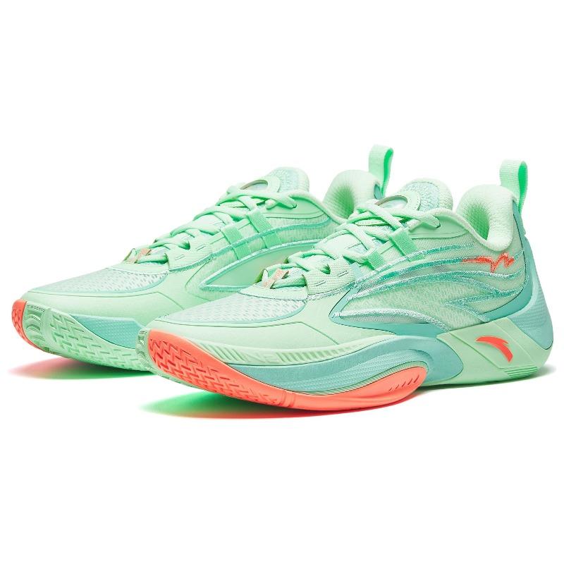 Anta Shunxi 1 V2 Men Low Top Basketball Shoes Green Orange 912431110Q-4