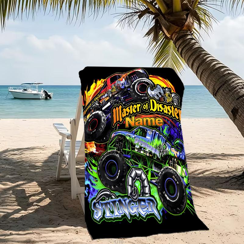 Customizable personalized beach towels Monster Jam themed designs.Suitable for the beach, yoga, sports;ideal as beach accessories