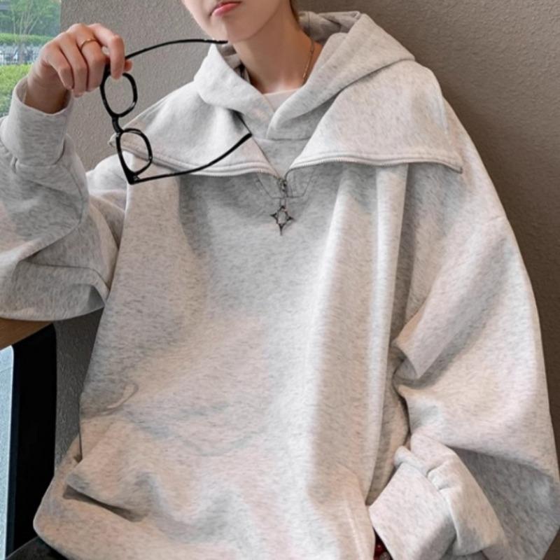 Half-zip Turtleneck Sweatshirt for Men In Spring and Autumn, New Korean Style Handsome Loose Design Casual Jacket for Men