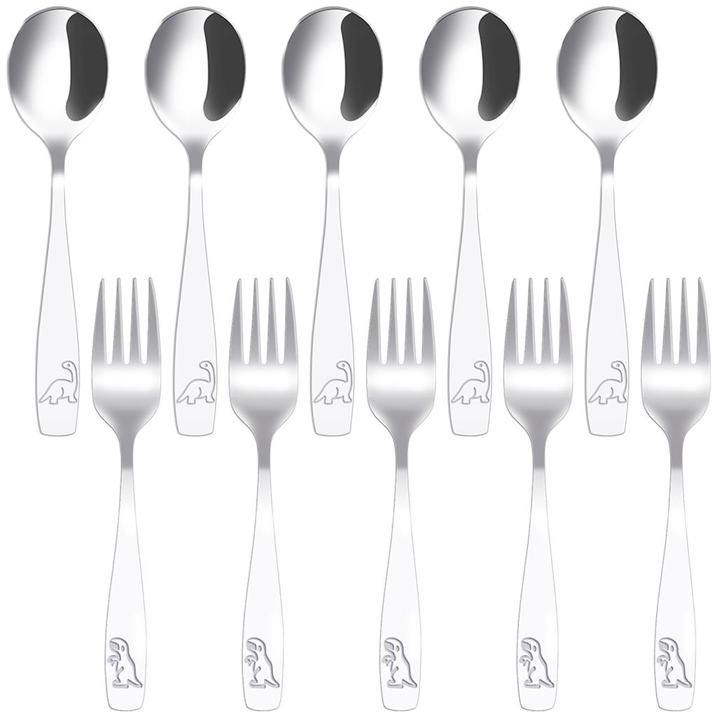 10/20Pcs Kids Silverware Set Stainless Steel Kids Fork Spoon Set Funny Dinosaur Flatware Set for Children Toddler Accessories