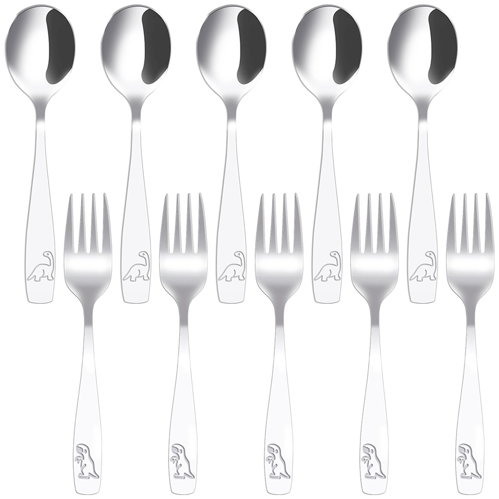 

10/20Pcs Kids Silverware Set Stainless Steel Kids Fork Spoon Set Funny Dinosaur Flatware Set for Children Toddler Accessories