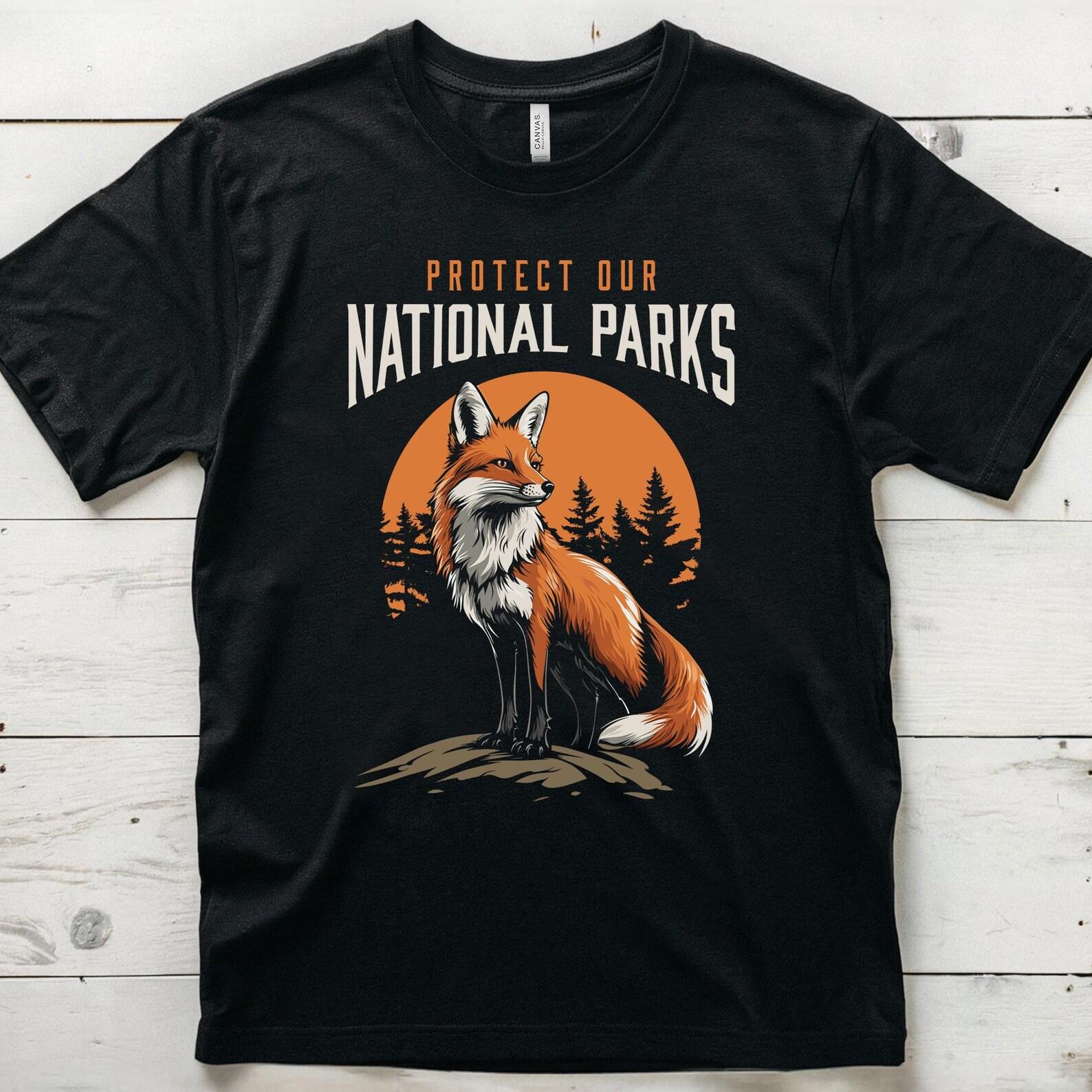 Protect Our National Parks Unisex Fox Tee, Eco-Friendly Apparel, Nature Lover Gift, Outdoor Camping Shirt, Environmentalist t-shirt 3XL