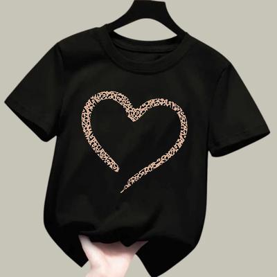 Love Heart Leopard Print Children Tshirts Summer Girls Boys Fashion Casual Cute Tops Colorful ONeck Kids Short Sleeve Tshirts
