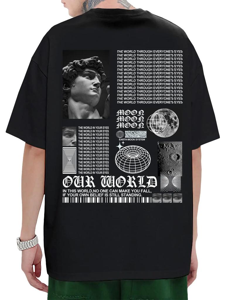Sommer neu 100% Baumwolle Herren Rundhals Kurzarm Locker T-Shirt Oberteil Buchstaben bedrucktes T-Shirt Hohe Qualität Rockmusik Festival