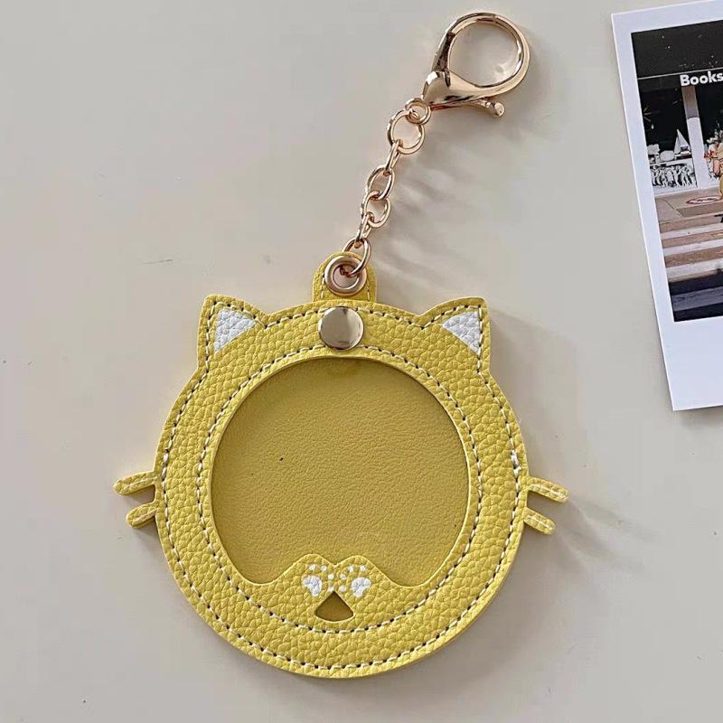 Kreative Katzen-Anstecknadel-Tasche mit 58mm Anime-Stern-Display - Cartoon-Design Lederetui