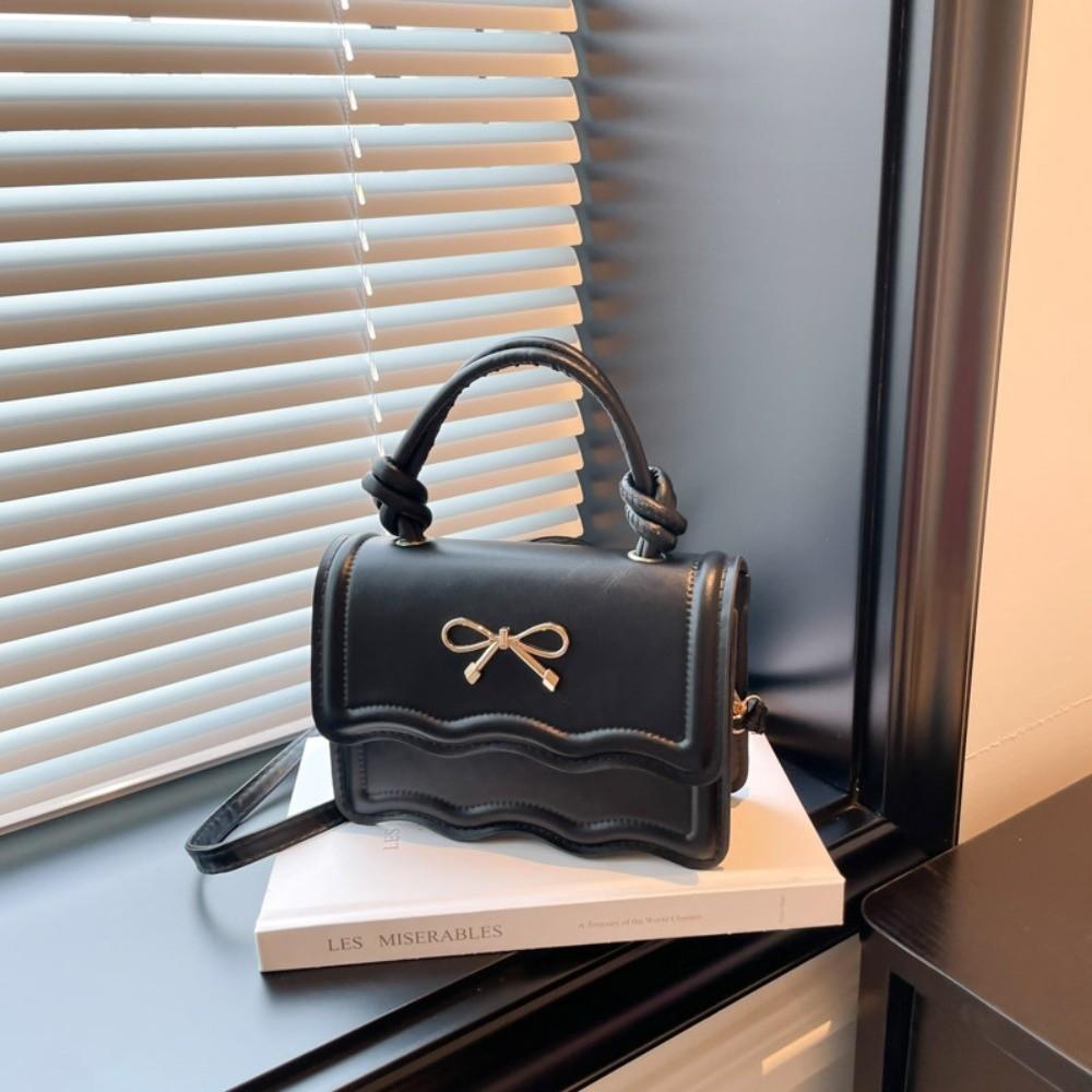 

Vintage Single Shoulder Bags Sweet Small Crossbody Bag Fashionable Metal Bowknot Tote Bag Travel чорний