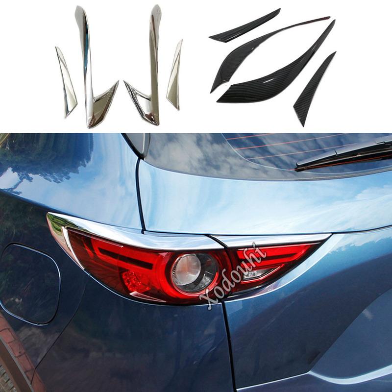 Body Rear Tail Light Lamp Detector Frame Stick ABS Chrome Trim Eyebrow For Mazda CX-5 CX5 2nd Gen 2017 2018