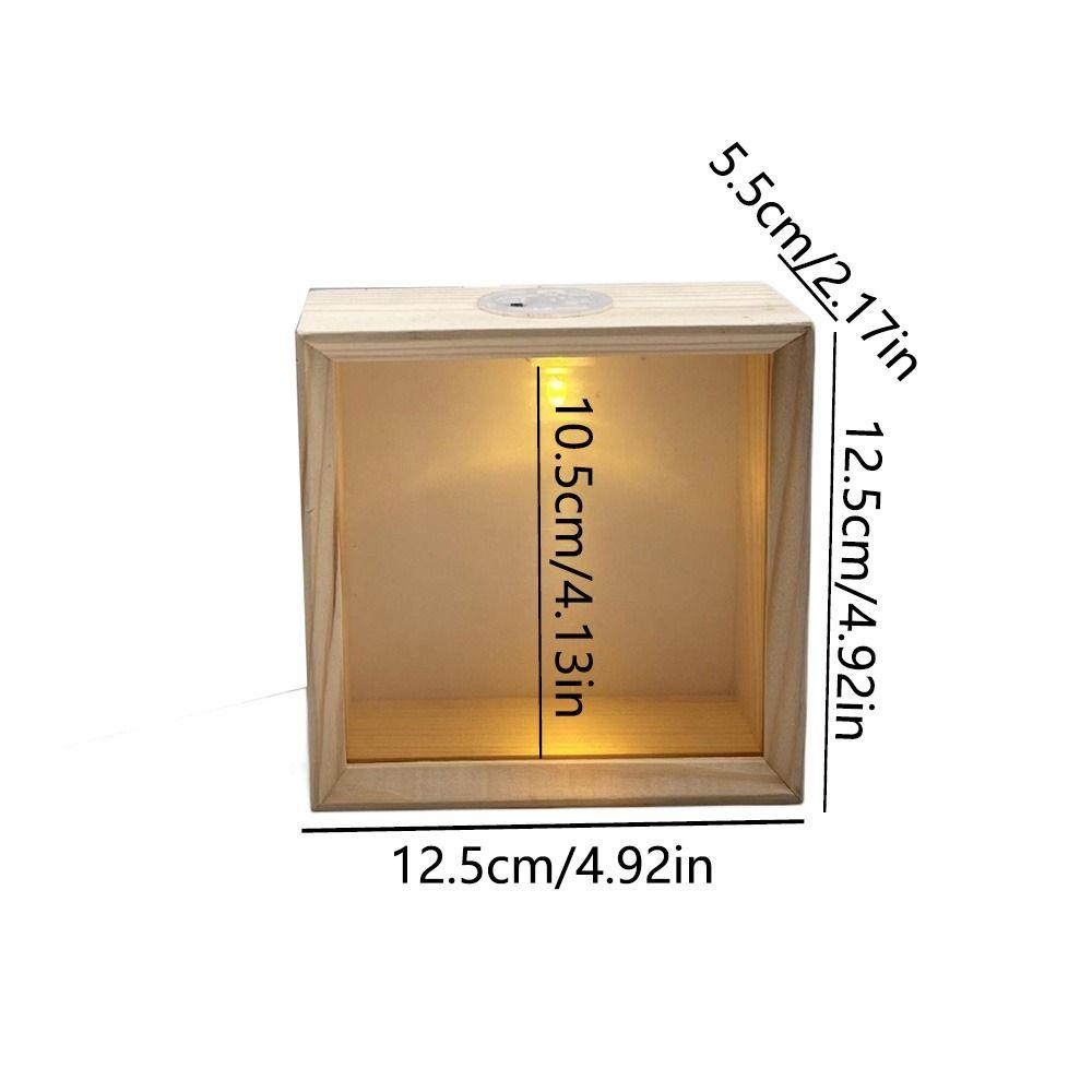 Decorative Display Case with Led Light Handmade 3D Picture Frame Wood DIY Nightlight  Tabletop