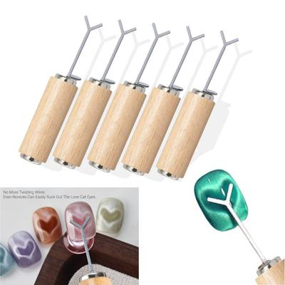 5Pcs Cat Eye Nail Magnets Nail Magnet Set with 5Pcs Y Shaped Iron Wire Cat Eye Magnet Wand Cat Eye Nail Art Tool for Women Girls