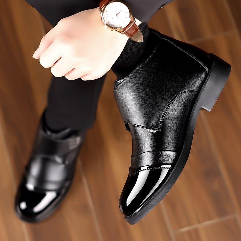 2024 Winter Shoes Men Chelsea Boots Fashion Brand Mens Ankle Boots Warm Plush Flat Non-slip Male Footwear Black Brown D207