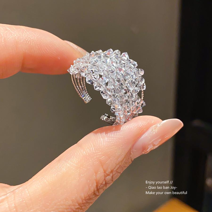 Modern Minimalist Geometric Glass Ring For Womens Fashion Jewelry
