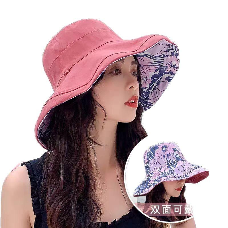 Sunscreen hat women's summer double-sided bucket hat UV protection new big brim sun hat versatile basin hat sun hat