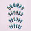 Elegant Glossy Dark Blue Starfish Nail Art Stickers - 24 Medium-Length Wearable False Nails