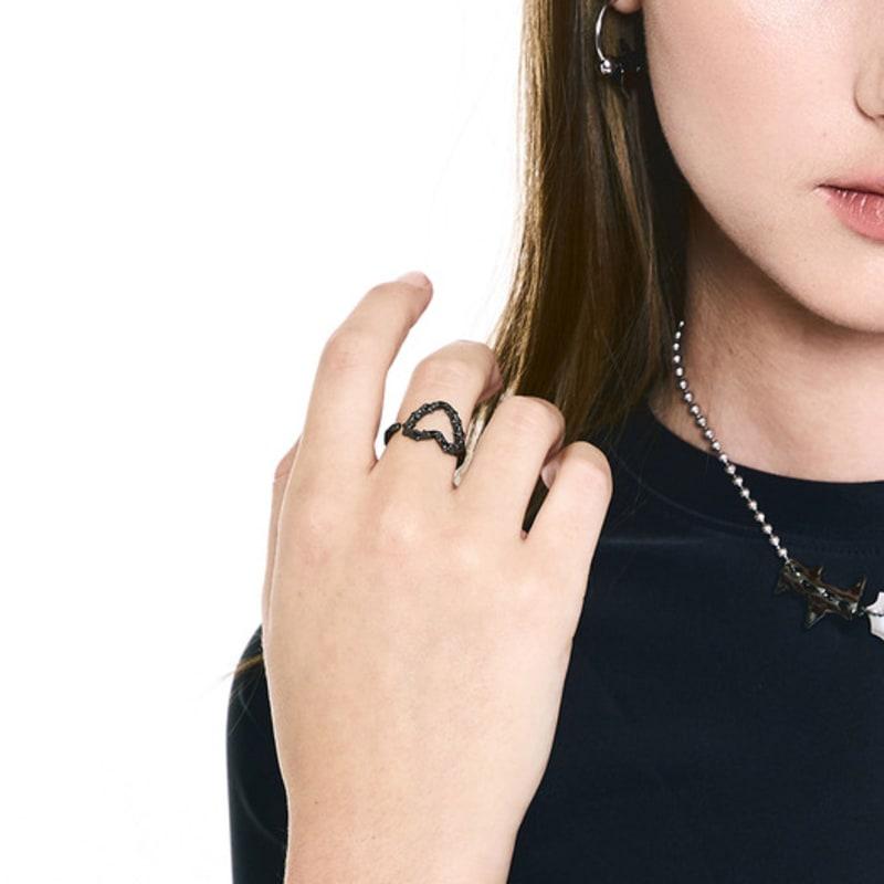 SENTIMENTS NO.611 [BLACK] SPIKY HEART RING