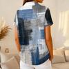Women's Casual Short Sleeve Retro Floral Print Waffle Knit Polo Shirt Button Down Top with Classic Collar for Everyday Wear