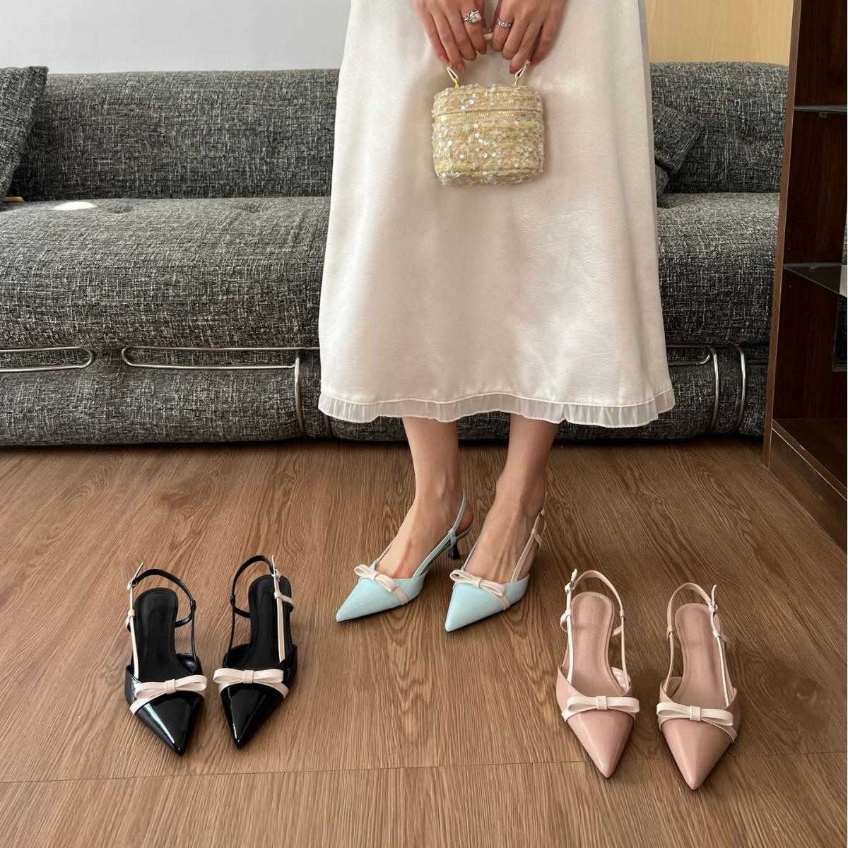 Women s Pointed Toe Bowknot Elegant Feminine for Dresses Sandals - Perfect for Daily Wear 35