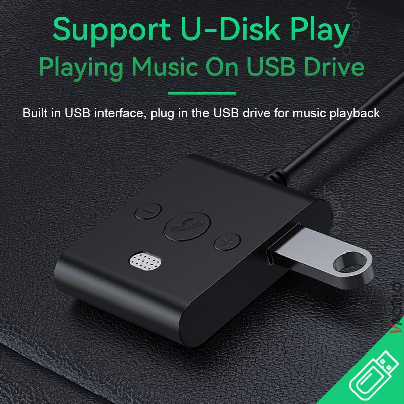 Bluetooth 5.4 AUX Car Adapter Wtih Mic 3.5MM USB U-Disk Stereo Wireless Audio Receiver Car Kit Handsfree Calls Navigation Music