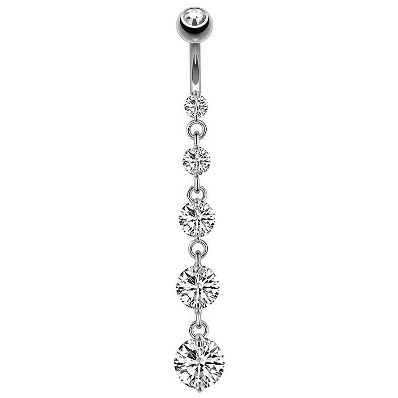 7 Cristales de Corazón Largos Colgantes Anillos para el Ombligo Acero Quirúrgico Lindo Piercing para el Ombligo Nombril 14g Barra Curvada Joyería para Piercings Corporales