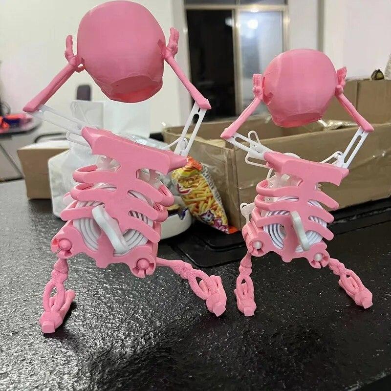 3D Skeleton Toy Fun Dancing Skeleton Toy Swinging Skeleton Toys Stress Relief Toys Manual Wind-Up Rocking Toy for Decorating