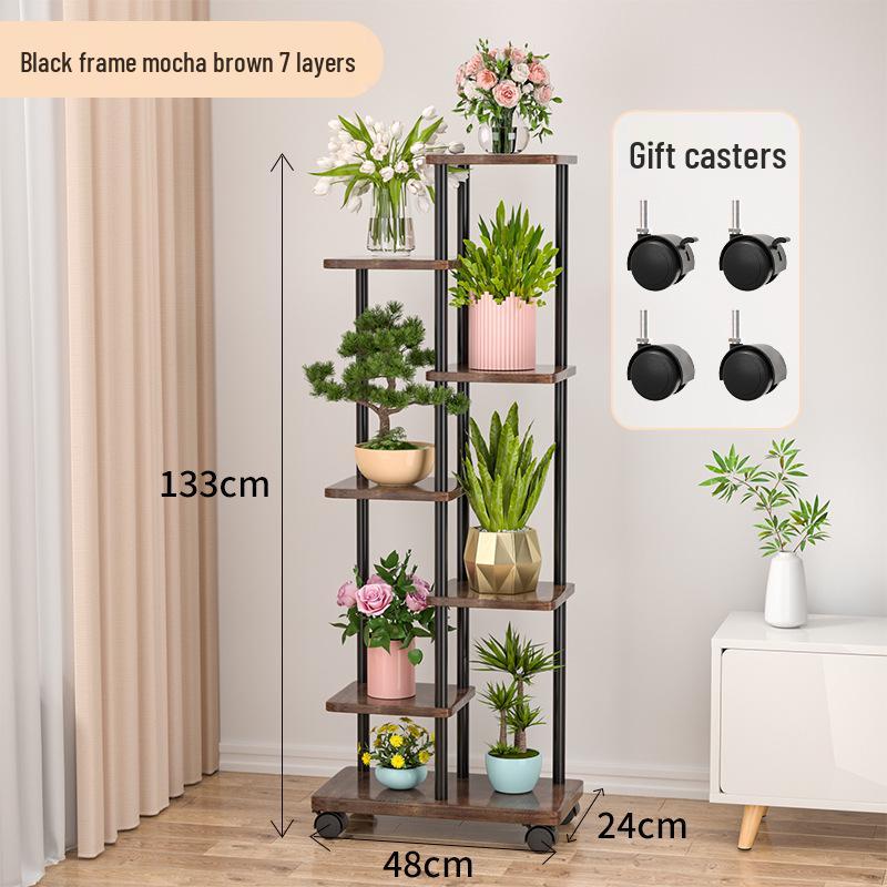 Wrought Iron Multi-Layer Tall Indoor Flower Stand for Living Room or Balcony