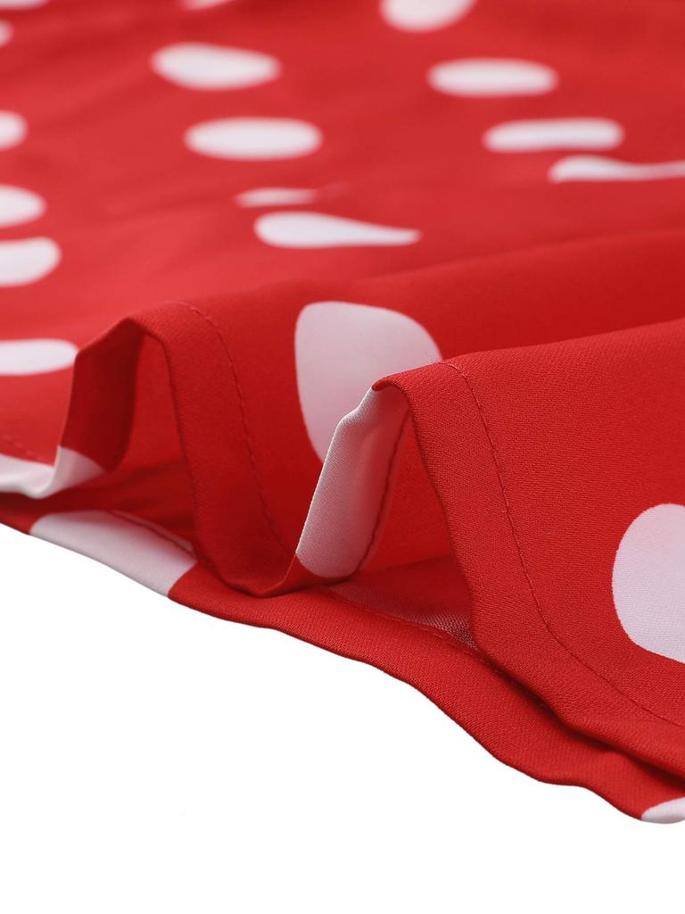 Allegra K Summer Polka Dot Pajama Short Sleeve Top and Size Small Women's Set, Shorts, Red, 1,