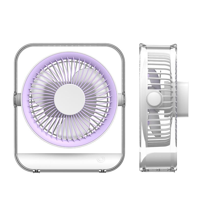 USB Rechargeable Circulating Fan with Light for Home, Office, Dorm, and Outdoor Camping