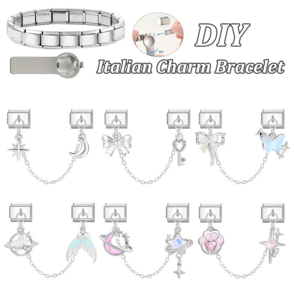 Double Chain Bracelet Charms Stainless Steel Fit 9mm Bracelet Charm Bracelet Link Spliceable DIY Making Charm Italian Links