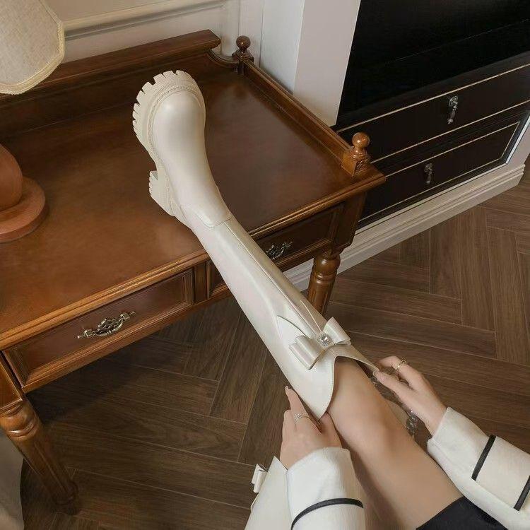 Fashion Trend 2025 Bow Leather Platform Long Boots for Women Cosplay Fashion New Rock Gothic Designer Luxury Knee High Shaft Shoes Woman