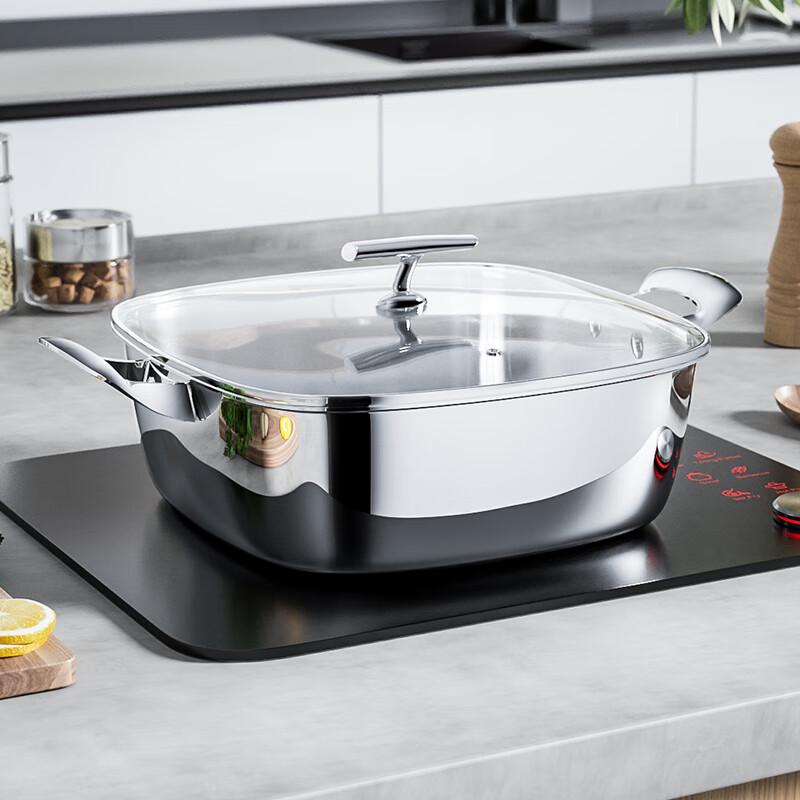 FISDDIS 304 Stainless Steel Square Hot Pot