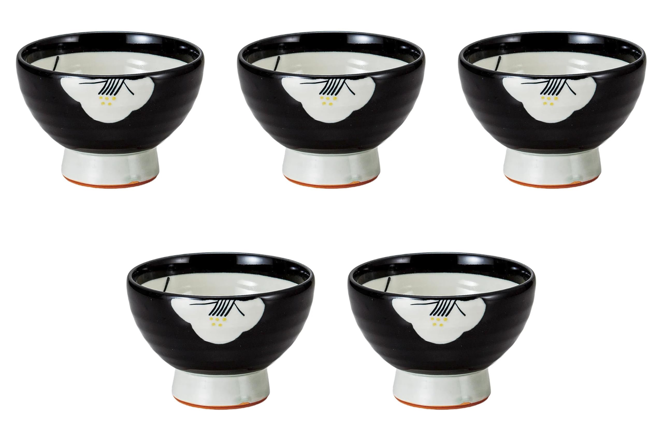 

Set of 5 Black Camellia Rice Bowls x Rice Bowls Setomonohonpo High-Based 5.5-Inch [15 10.2cm] Multi-Purpose