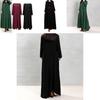 Elegant Plus Size Women Cotton Long Sleeve Vintage Kaftan Casual Maxi Dress