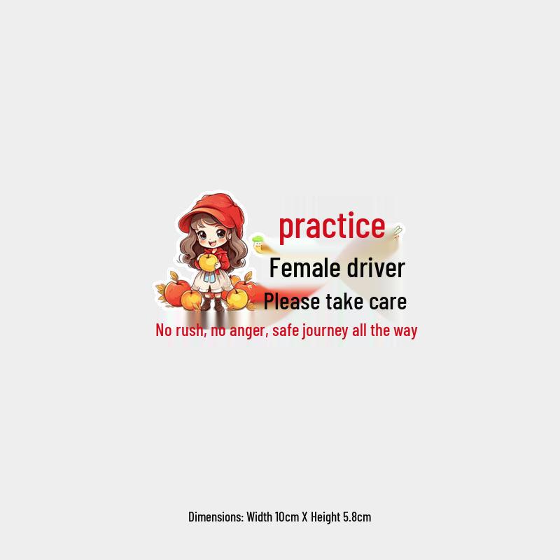 

Cartoon Warning Sticker for Beginner Female Drivers – Waterproof Rear Windshield Decoration