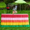Table Skirt for Rectangle And Round Table Multi-layer Ruffle Reusable Gradient Rainbow Color Beach Parties Ceremony Birthday Party Decoration