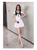 Women's Nightclub Waist-Cinching A-Line Dress - Slimming Belly-Hiding Soft Spa Technician Attire