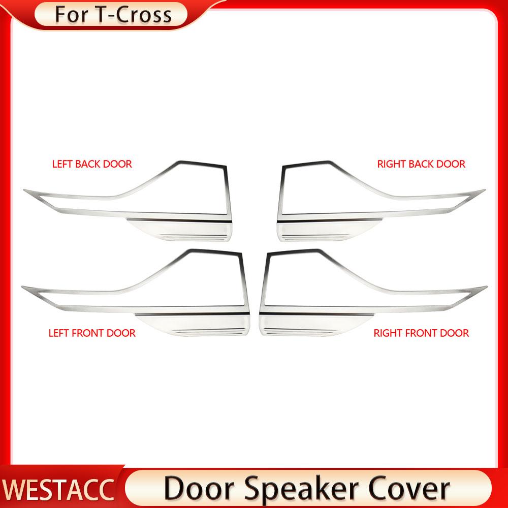 4 Stücke Autotür Lautsprecher Lautsprecher Rahmen Abdeckung Aufkleber für Volkswagen VW T-Cross Tcross 2018 2022 2023