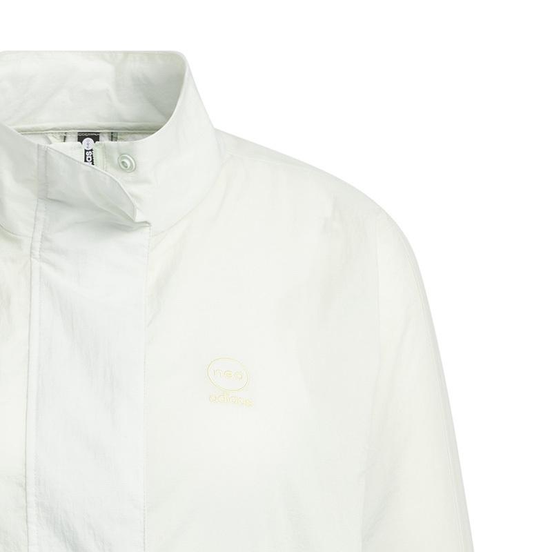 adidas Neo Solid Color Zip-Up Long Sleeve Stand Collar Jacket Women Jacket Off-White HN2385