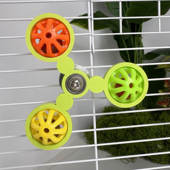 Birds Spinner Rattle Toy Interactive Spinner Parrot Toy Wheel Chewing Exercise Cockatiel Birdcage Enrichment Toy