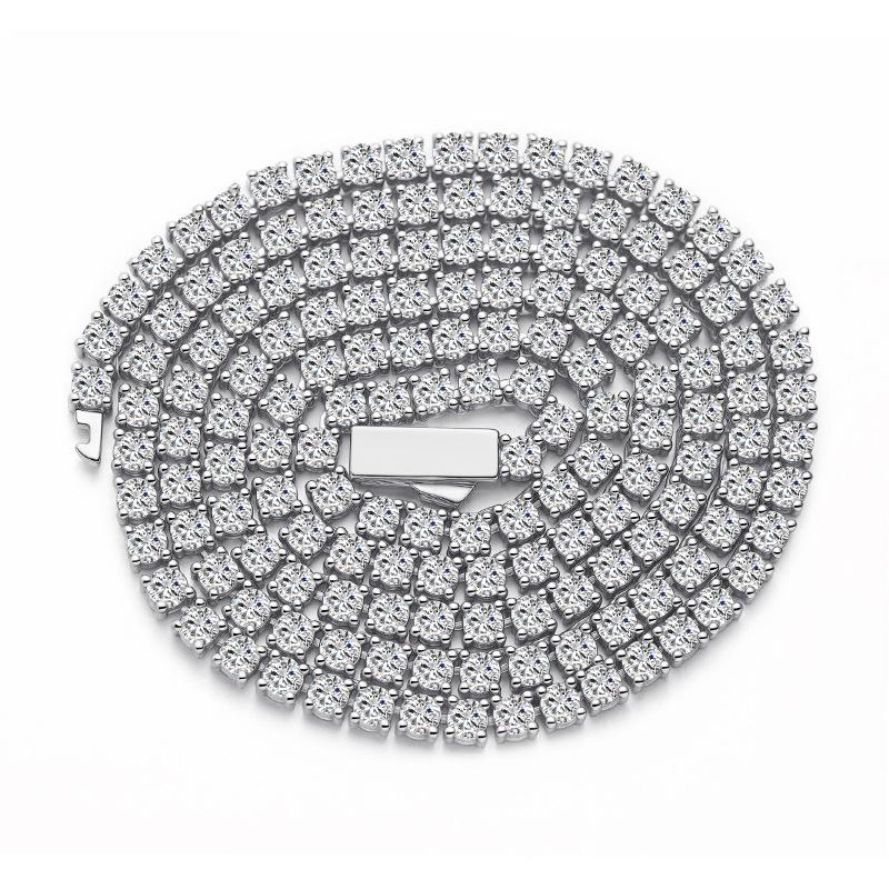 S925 Silver Hip Hop Bracelet Light Luxury High Sense Rap Full Diamond European and American Necklace