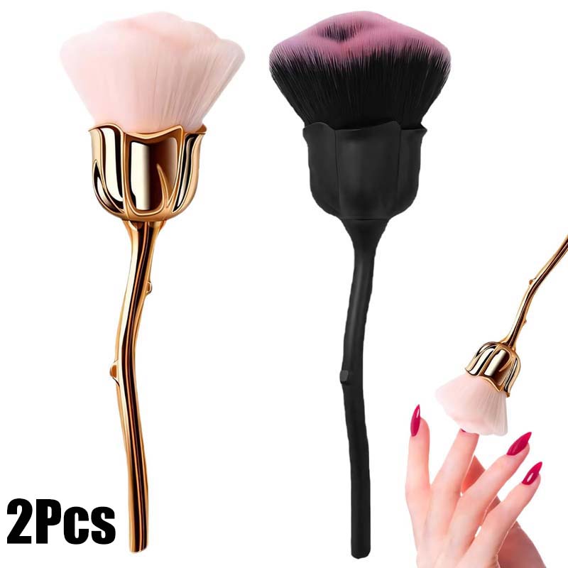 

2 шт. щетка для пыли для ногтей, ультрамягкая нейлоновая щетка для пыли для ногтей, щетки для ногтей для инструментов для чистки ногтей, щетка для ногтей в форме розы и кисточка для макияжа 2Pcs Gold