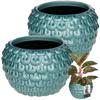 Kotarbau® 2 Pcs. Artistic Flower Pot 17 Cm Turquoise Cover Vintage Flaked Ceramic Handcrafted Flower And Herb Pot