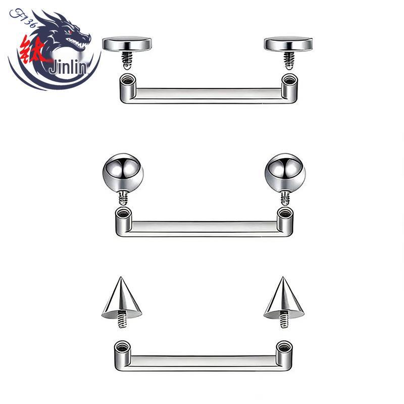 F136 Titanium Alloy Straight Bar Nose Ring Earring with External Thread Screw-in Design (G23 Grade)