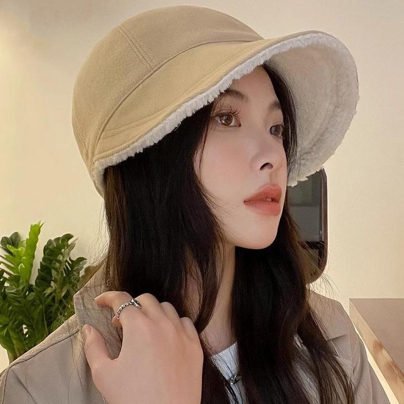 

GEMVIE Adjustable Unisex Winter Plush Baseball Cap Women Men Outdoor Solid Color Soft Warm Peaked Cap 54-58cm