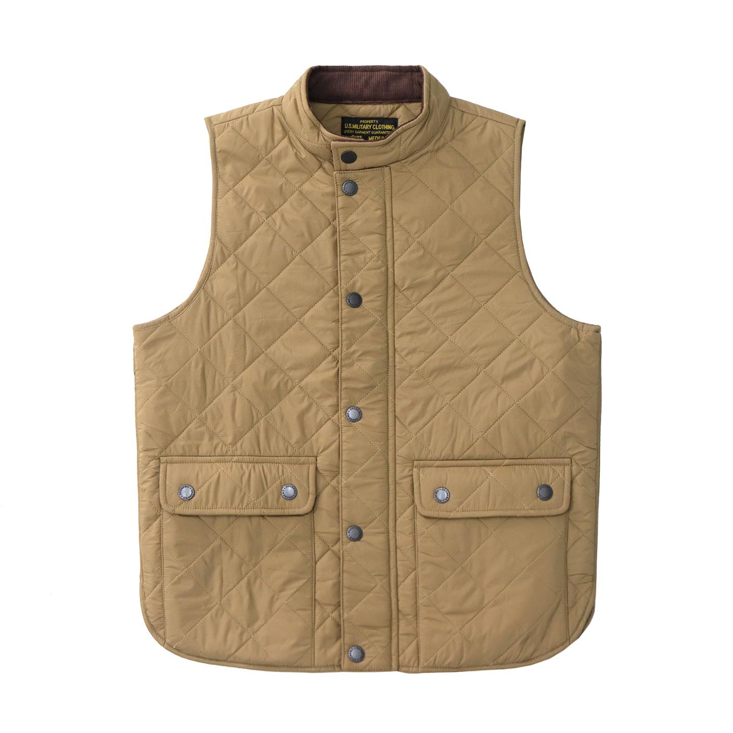

Replica quilted cotton vest for men American retro casual solid color stand collar diamond pure cotton work vest jacket M хакі