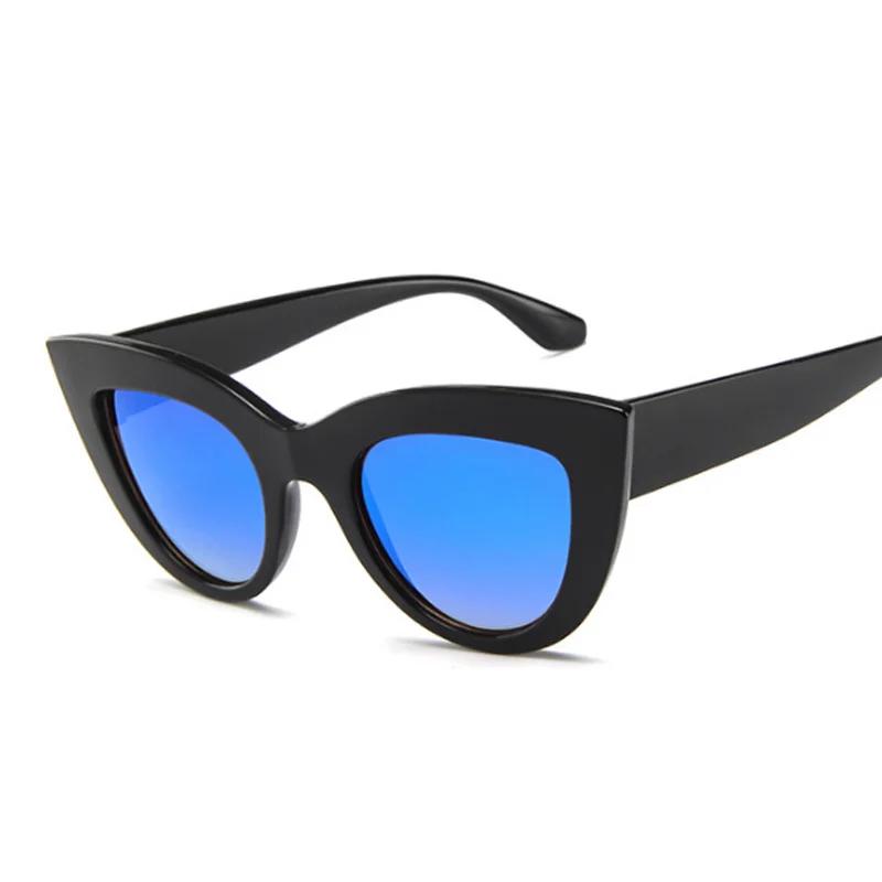 New Vintage Cat Eye Sunglasses Woman Retro Cateye Shades Sun Glasses Gradient Mirror Plastic Frame Designer Oculos De Sol