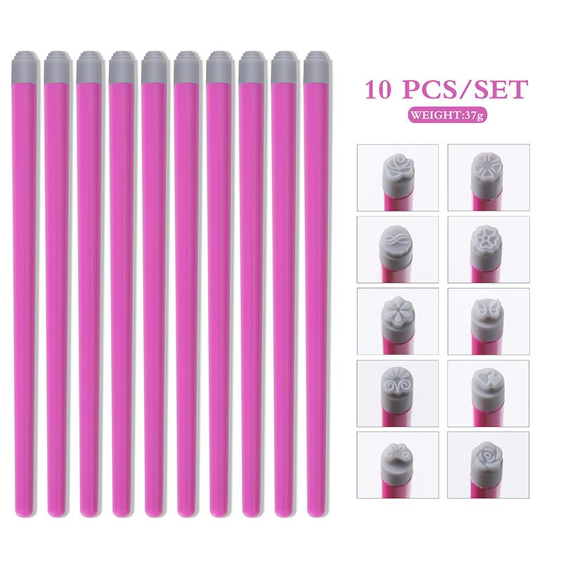 Professional Chic Nail Art Stamp Pen Set 9D Floral /Daisy/Star/Butterfly/Heart Nail Template Diy Drawing Pen Nail Painting Tool