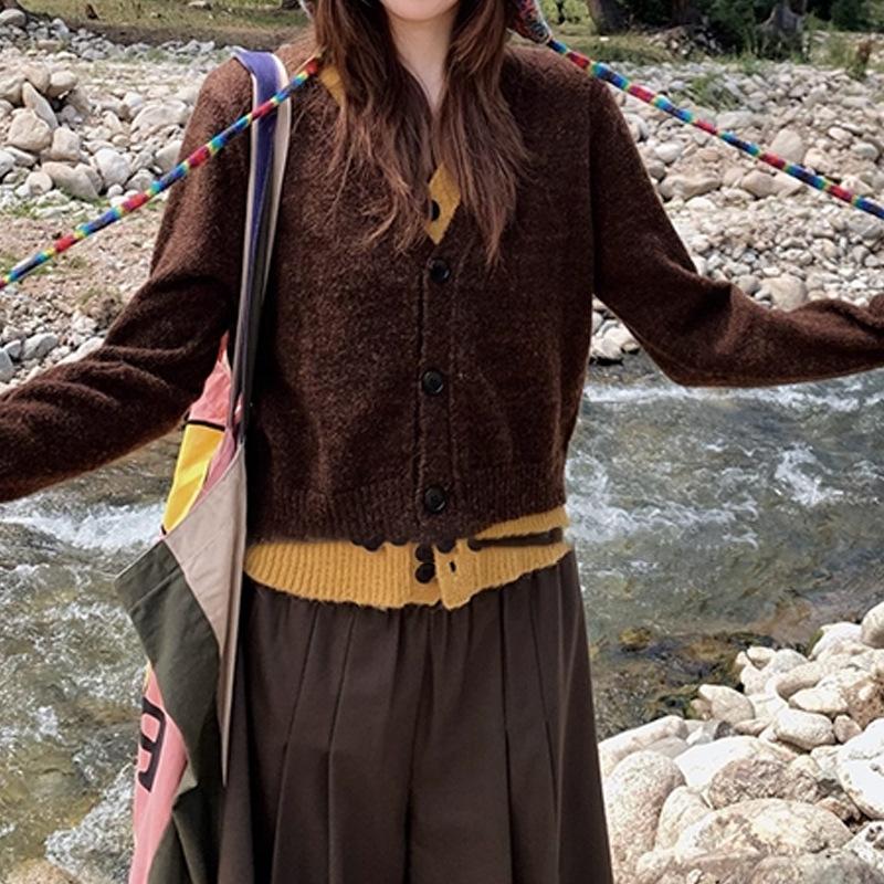 

Новый осенне-зимний женский вязаный кардиган двойного назначения - Мягкая смесовая ткань, цветной блок, спортивный повседневный свитер с длинным рукавом L