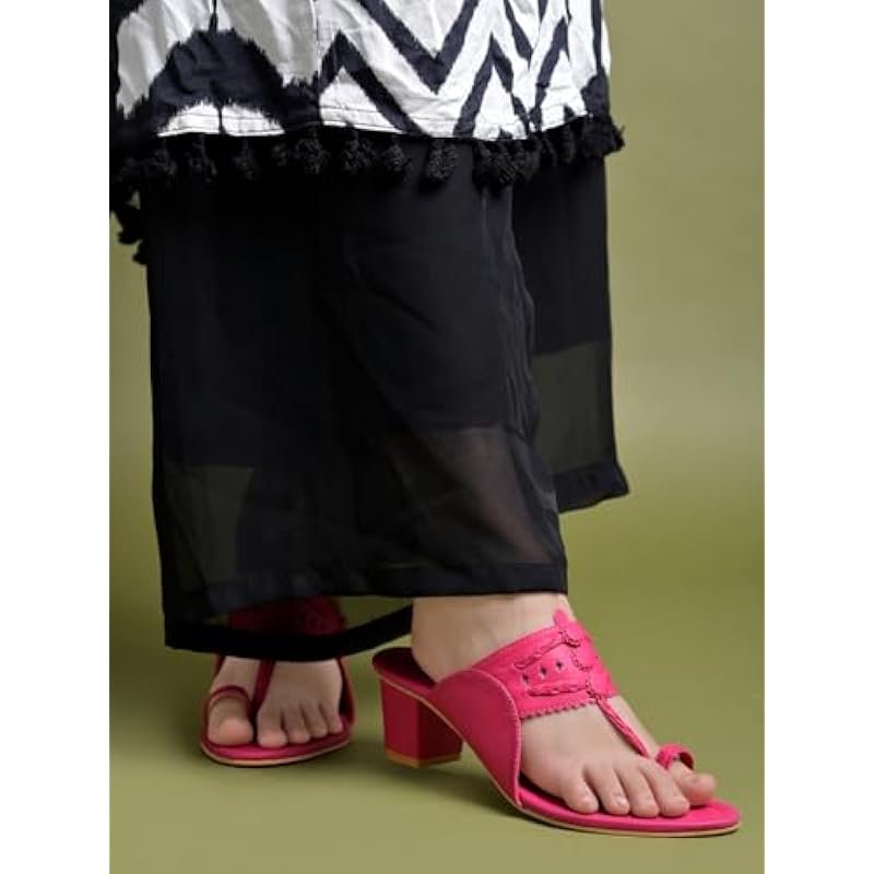 Shoetopia Classic Heeled Pink Kolhapuri For Women /Eu40 7 UK